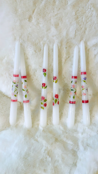 Red Roses Hand Painted Candles